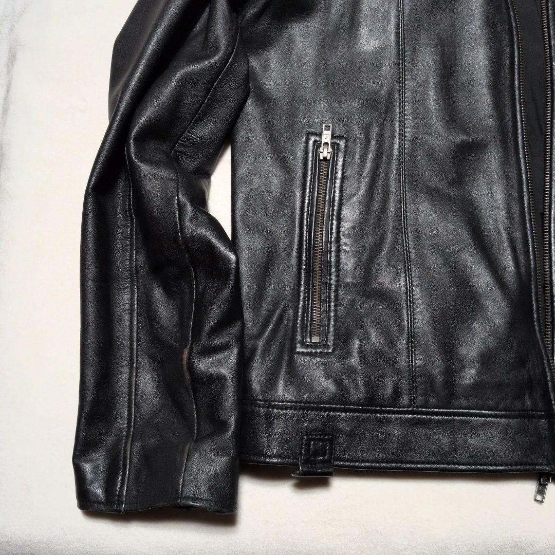 美品！羊革！ブラックレザーシングルライダースジャケット　リュウグーレイザース！