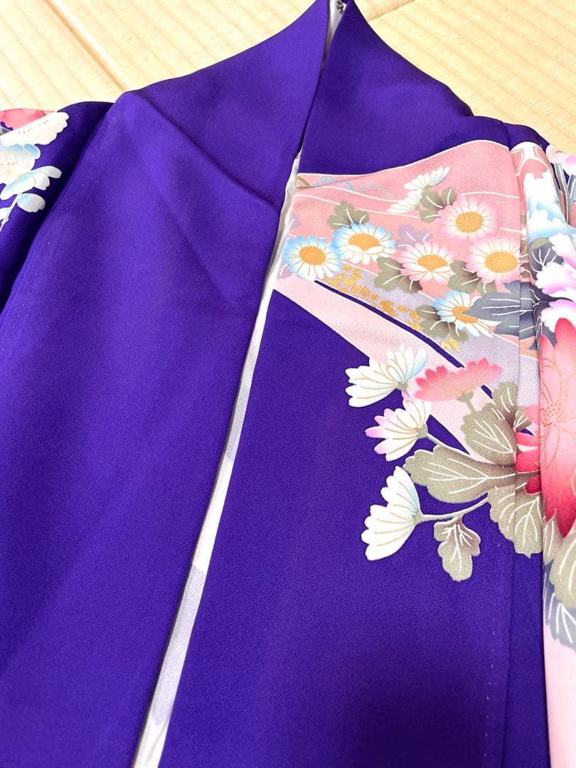 振袖 青紫 束ね熨斗