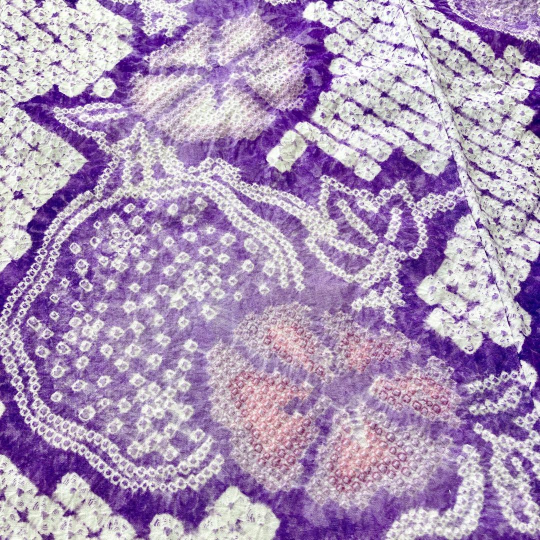 朝顔　紫色　果実　有松絞り　絞り染め　絞り浴衣　浴衣　NO44