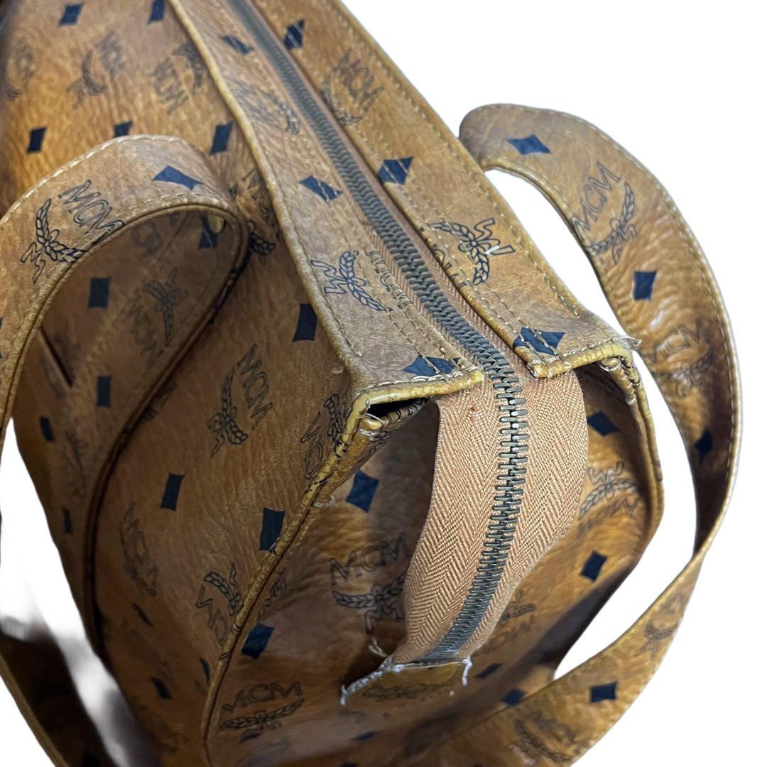 MCM トートバッグ　ヴィセトス柄　レザー　肩がけ　茶　ブラウン