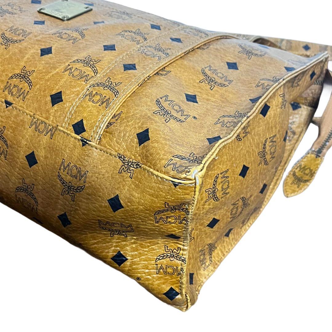 MCM トートバッグ　ヴィセトス柄　レザー　肩がけ　茶　ブラウン