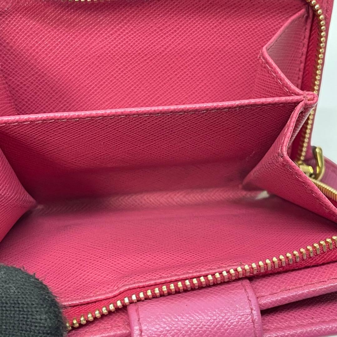 2814 PRADA プラダ 折り財布 コンパクトウォレット ピンク レザー