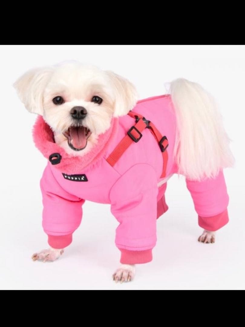 ［puppia］防寒ジャンプスーツ ピンク 冬服 犬服 Mサイズ