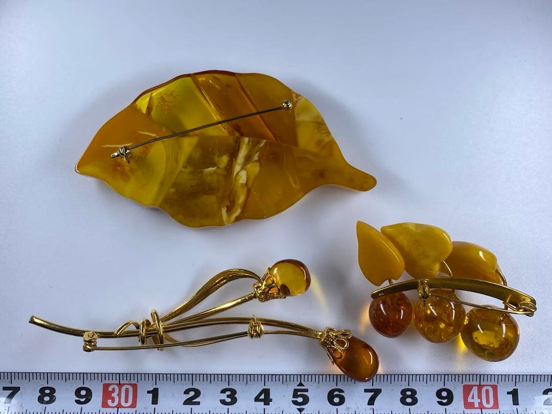 本蝋琥珀　特大ブローチ等　3点　41g 東な7-0315☆2F