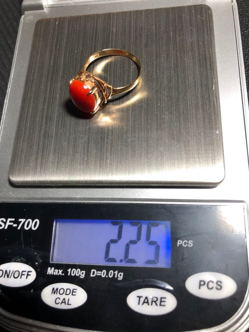 天然　珊瑚　リング　指輪　k18 高知サンゴ工房