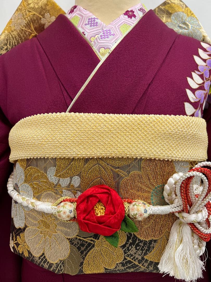 振り袖　フルセット　別誂長襦袢付　金彩加工　金駒刺繍　成人式　蝶々　643
