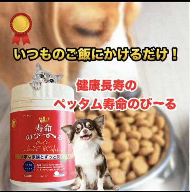 世界初！日本先行販売　ペット用テロメアのサプリ　普段のご飯に混ぜるだけ　3缶