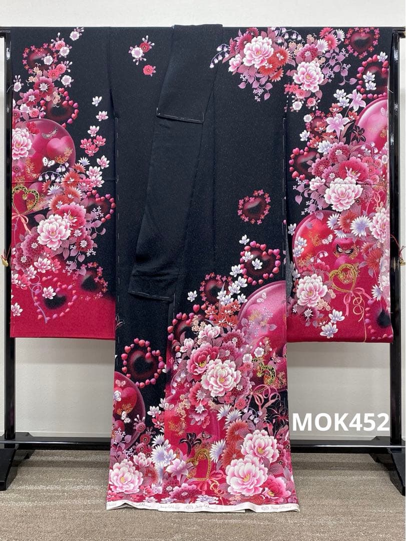 ブランド振袖 仮絵羽 Angel Heart 銀通し 正絹 未仕立て品 八掛付き