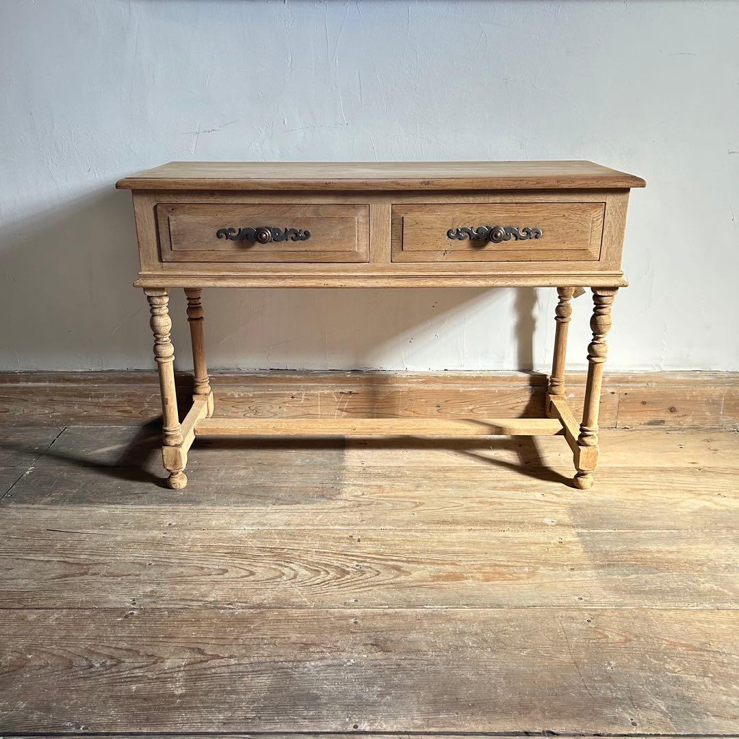 フランス アンティーク サイドテーブル 引き出し2杯　木製 コンソール　剥離