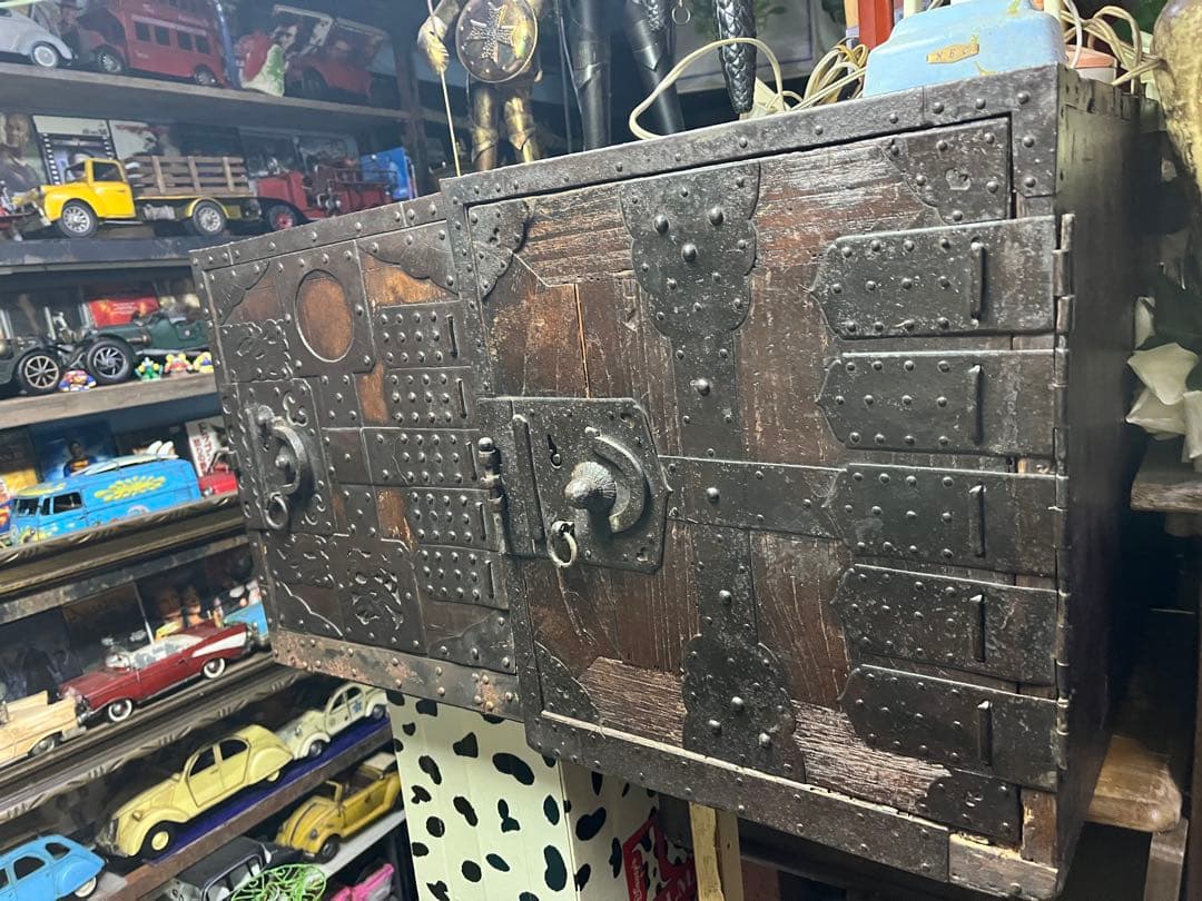 レトロ舟金庫 舟箪笥 レトロ金庫 舟金庫 昭和レトロ木製金庫