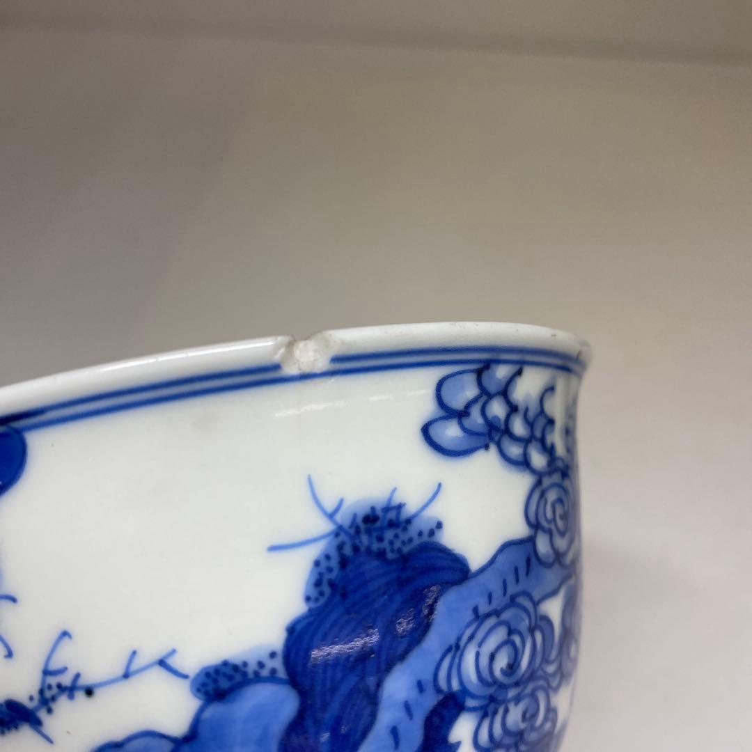 中国古玩　大明嘉靖年製　青花汲出碗5客　径約10.5㎝東Y7-0404③トヒチサ