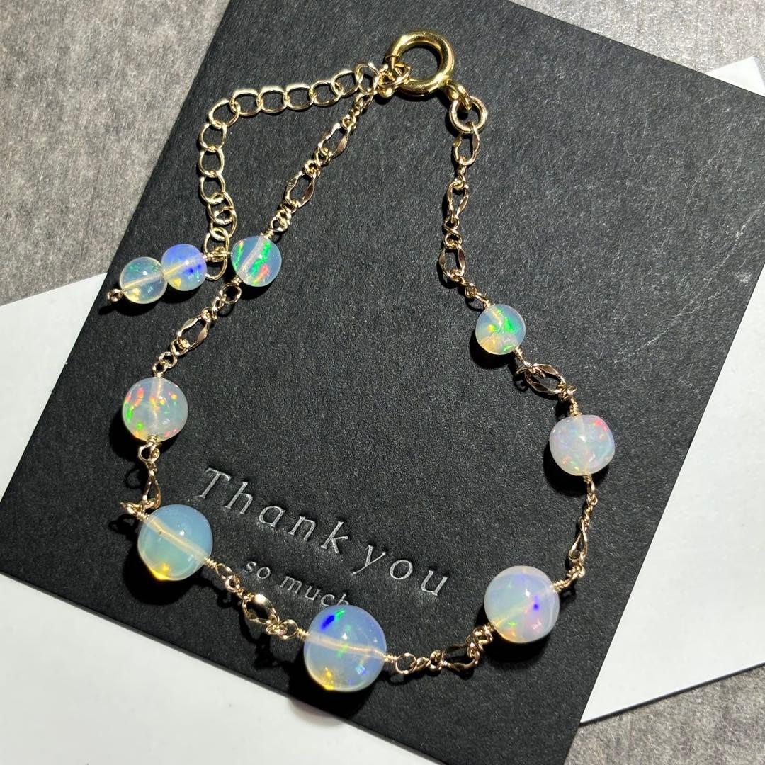 【桃色の雲】エチオピア産オパール丸玉✴︎14kgfブレスレットB141他