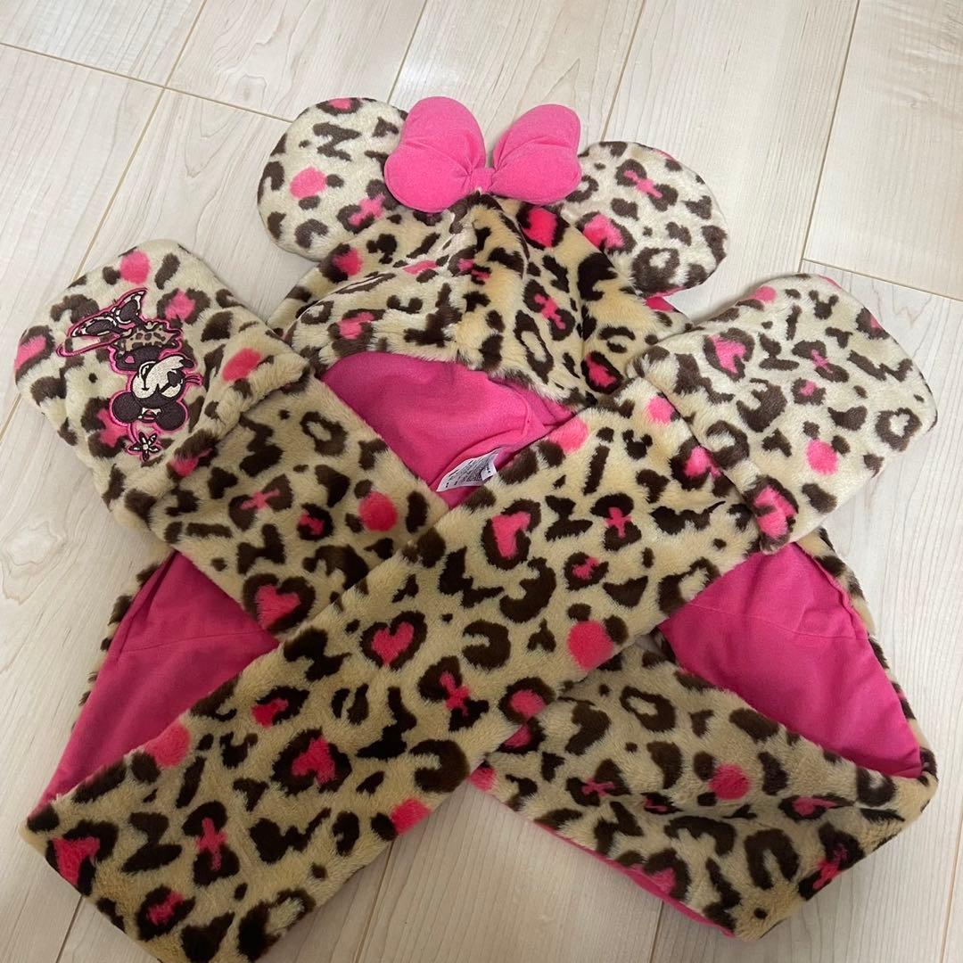 ディズニー ヒョウ柄　マフラーキャップ ピンクDisney マフラー ミニー