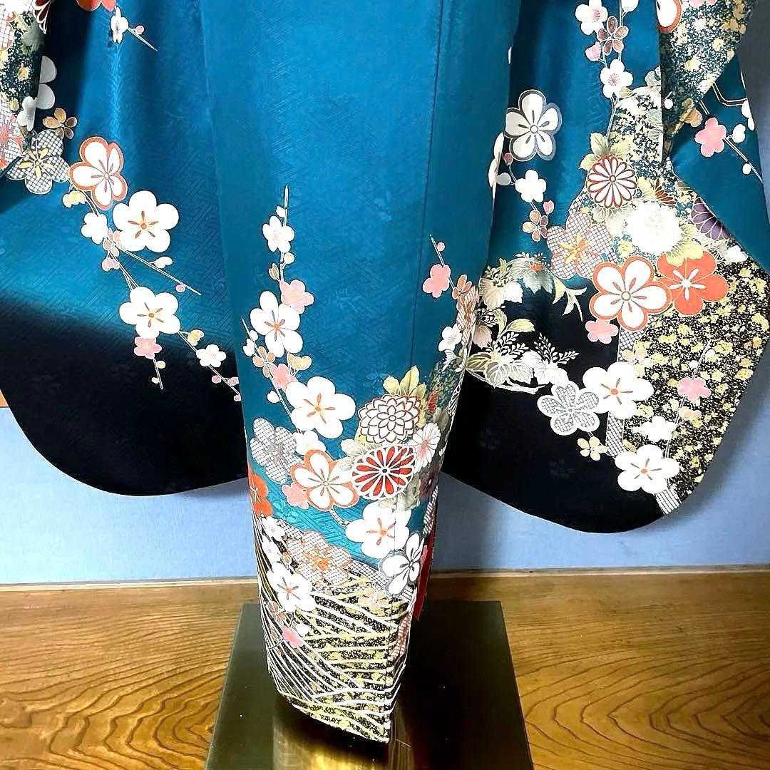 振袖フルセット　手描き友禅　紋意匠　成人式振袖　振袖　裄丈68