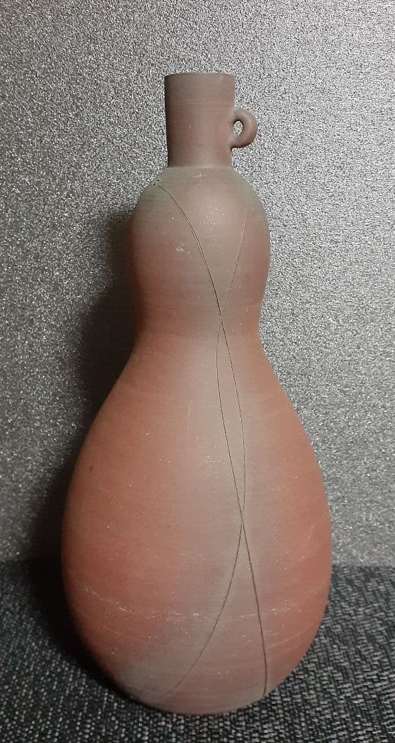 日本芸術院会員　文化勲章受章作家　【今井政之】作　線刻瓢(ひさご)　花瓶　花入れ