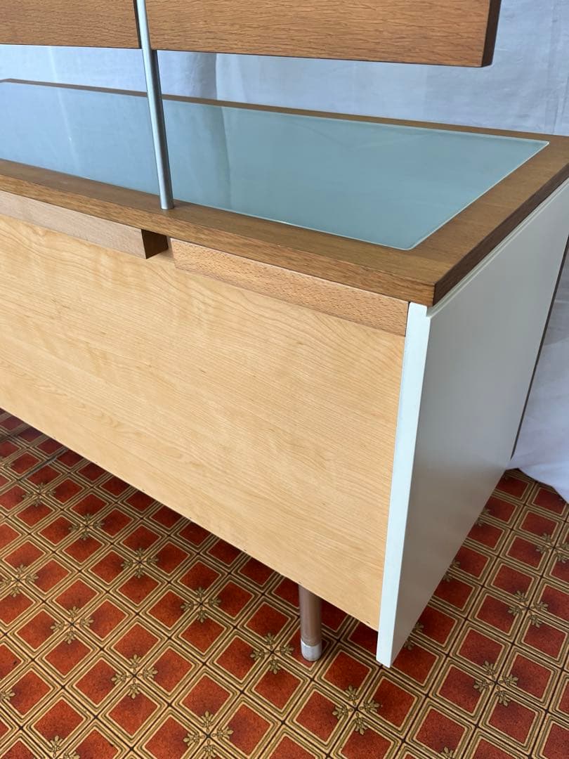 【アンティーク】北欧レトロ 鏡台 3段引出し ドレッサー チェスト キャビネット