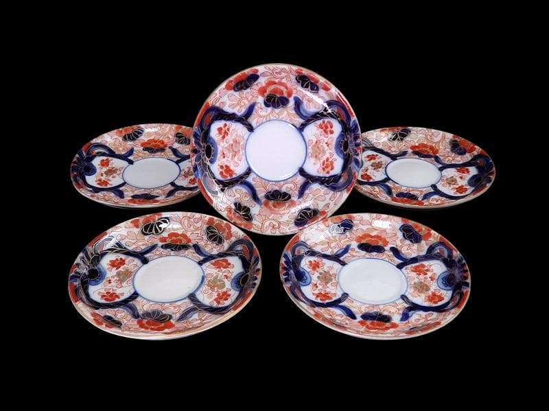 古伊万里　金襴手　花鳥紋に鳳凰の図　４寸皿　５枚　D047AS-DBu