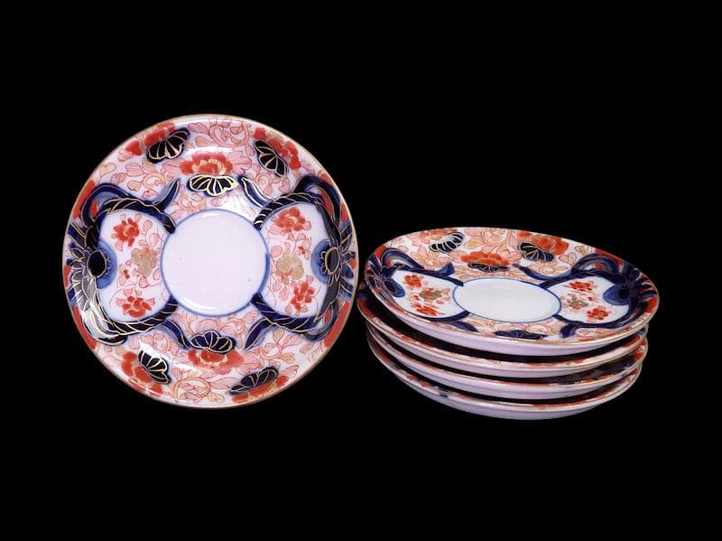 古伊万里　金襴手　花鳥紋に鳳凰の図　４寸皿　５枚　D047AS-DBu