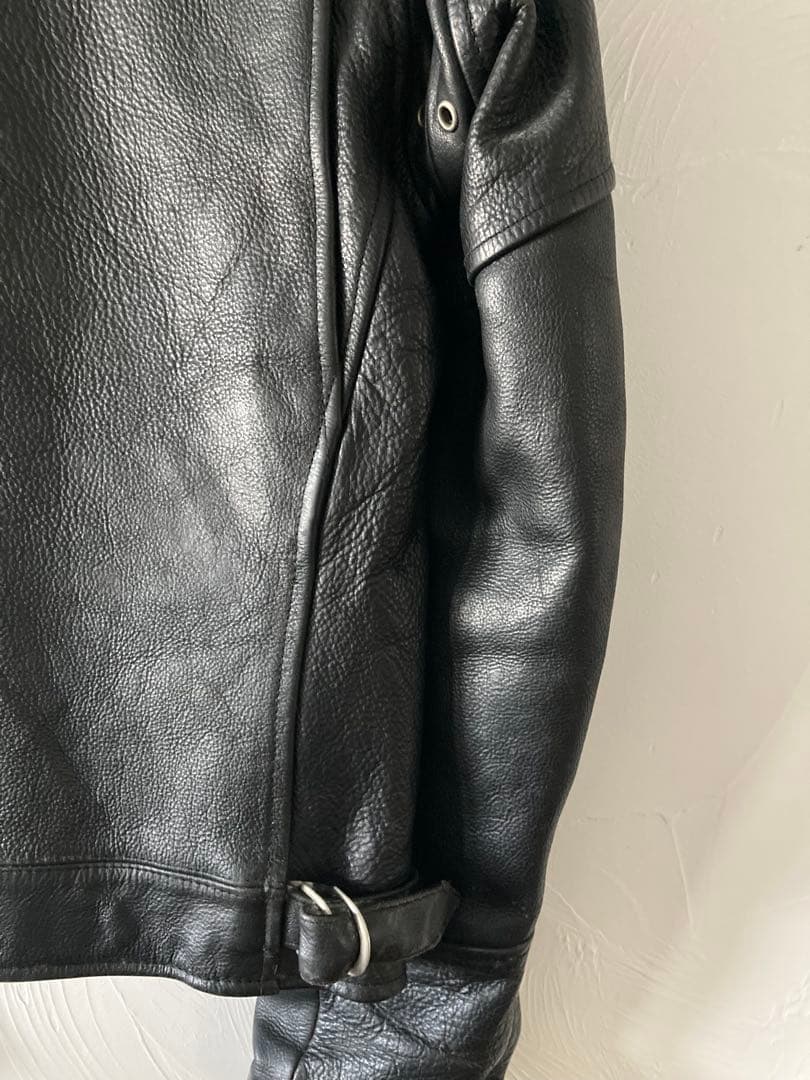 ブラック シングルライダースジャケット 5351プールオム