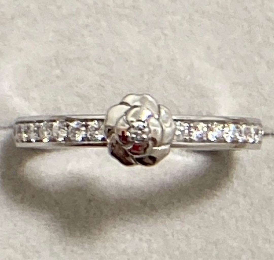 2日に取消CHANEL カメリアプラチナ950 ハーフダイヤリング#48シャネル