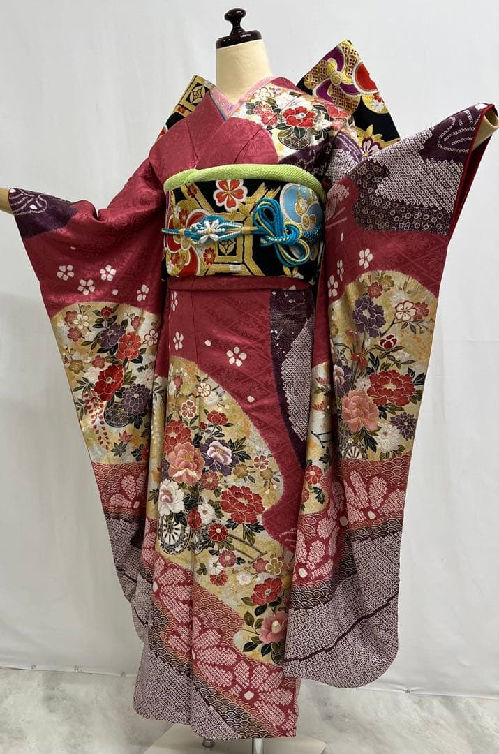 振り袖　フルセット　別誂長襦袢付　成人式　絞り入り　金彩加工　刺繍入り　630