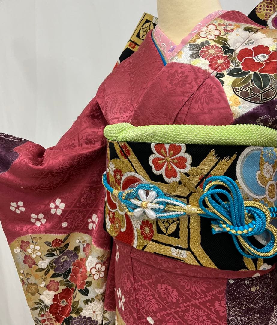 振り袖　フルセット　別誂長襦袢付　成人式　絞り入り　金彩加工　刺繍入り　630