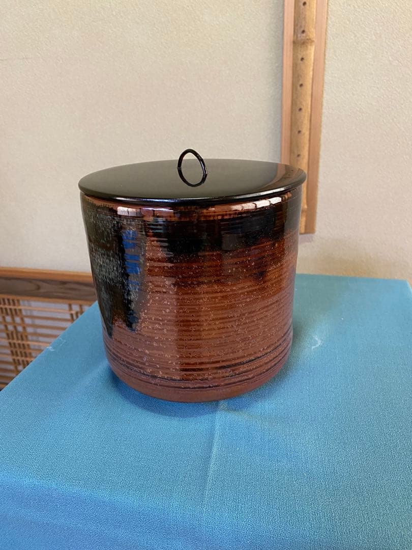 茶道具/水指 宇田佐平 佐平窯 『瀬戸釉一重口』共箱 塗蓋