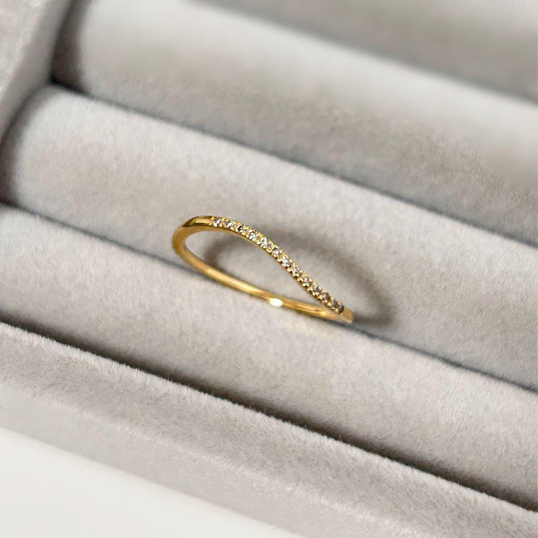 ageteアガット ダイヤウェーブリング K18 10号