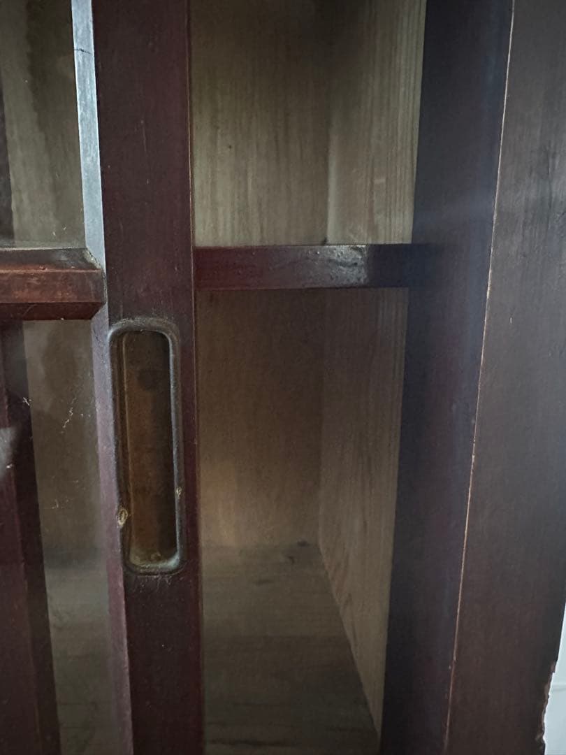 木製ガラス戸棚　食器棚　古家具　アンティーク