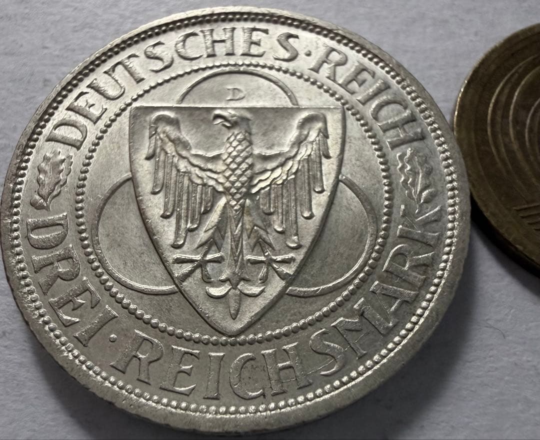 招*@様 1930年 ドイツ 3ライヒスマルク 銀貨　ラインラント避難　ハイグレ