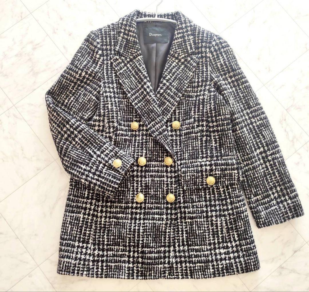Diagram ラメ ループ ツイード 金ボタン コート ジャケット