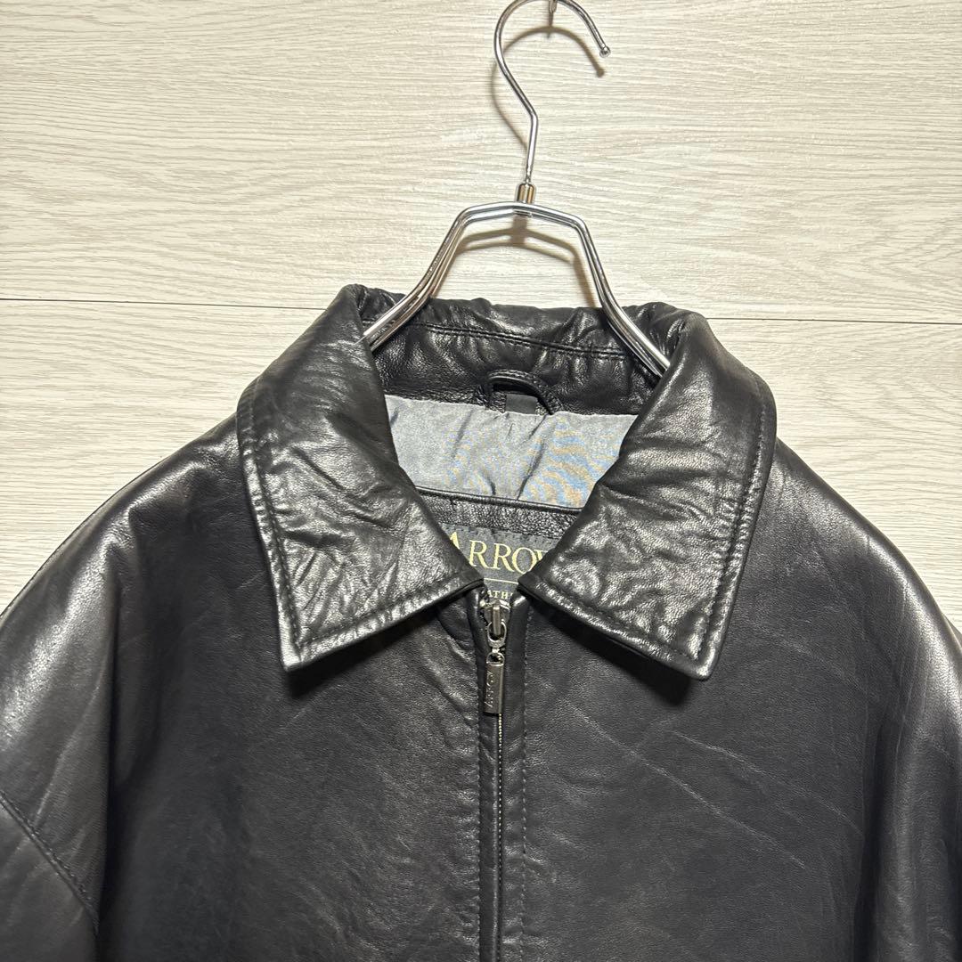 90s ARROW 本革 ショート丈 レザージャケット シングルライダース 黒