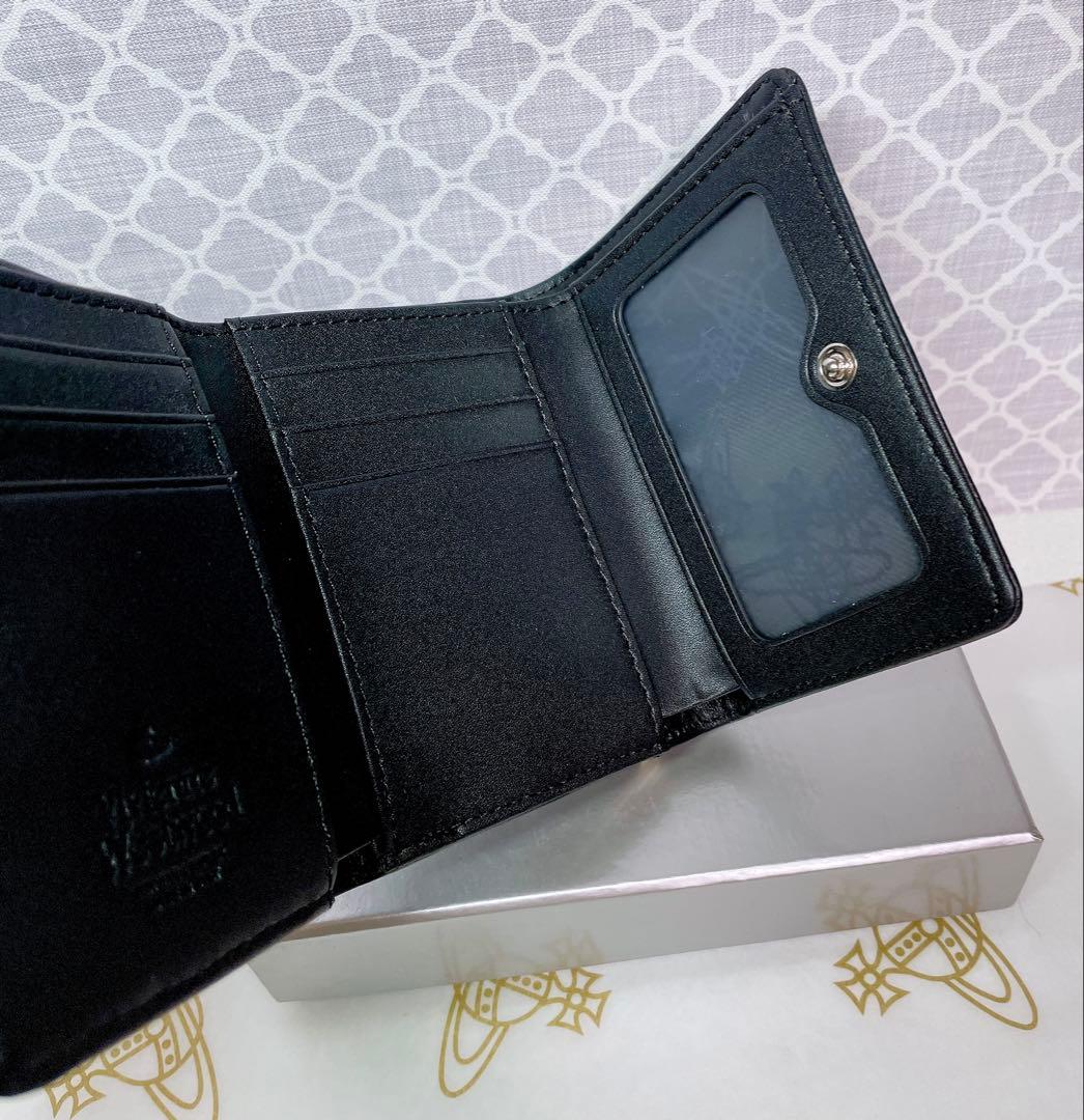 【新作✩内柄も素敵】Vivienne Westwood 三つ折り財布 マット黒