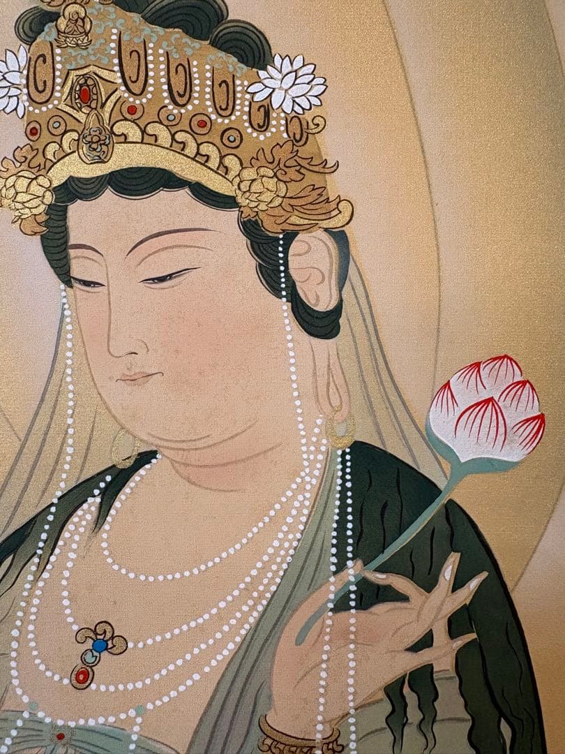 「観音像」　翠峰　掛け軸 掛軸 二重箱　雲上観音　桐共箱二重箱付