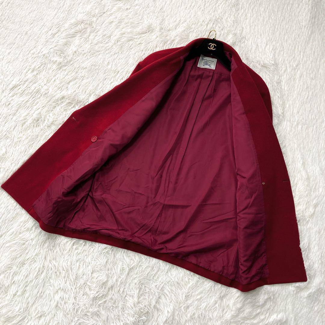 【美品✨】バーバリーズ カシミヤ 真紅 チェスターコート ダブル 裏地ロゴ