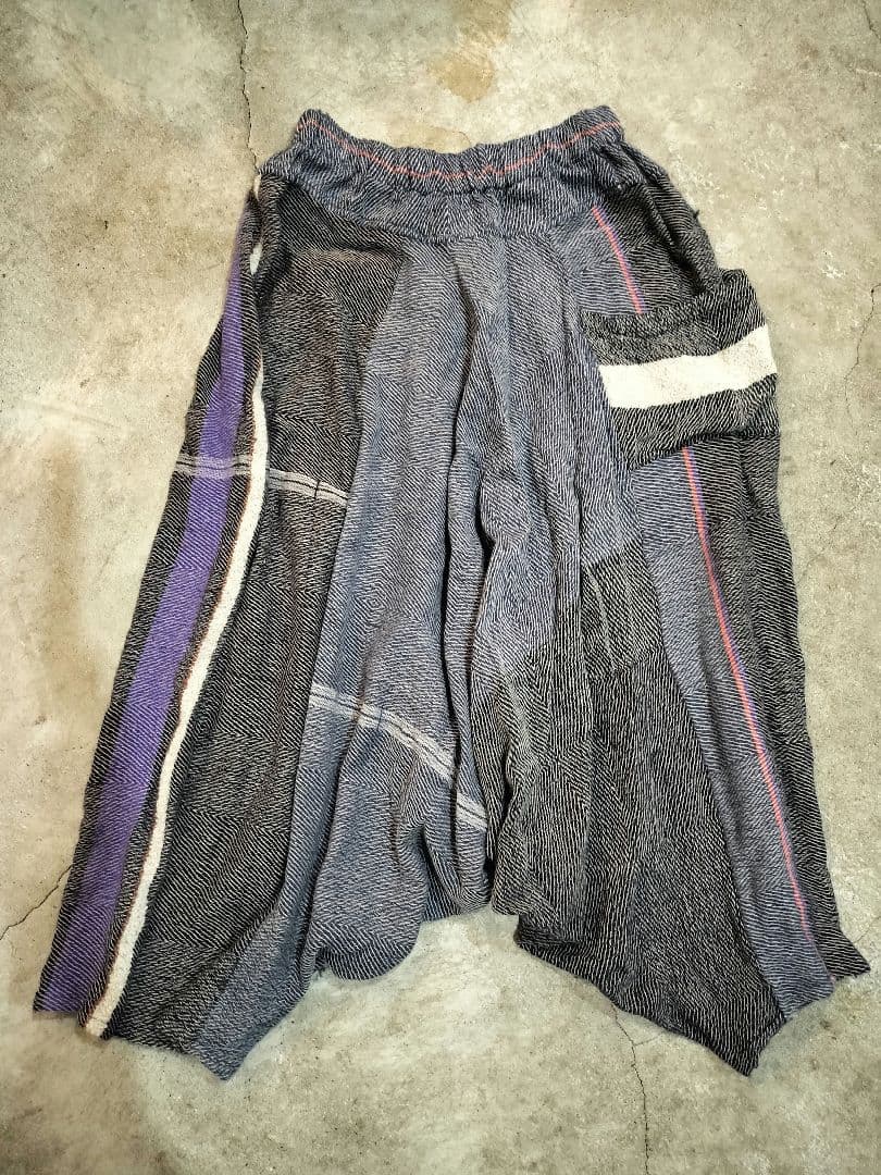 試着のみ＊タマキニイメ＊ウール＆コットン紺紫グレー系サルエルロング