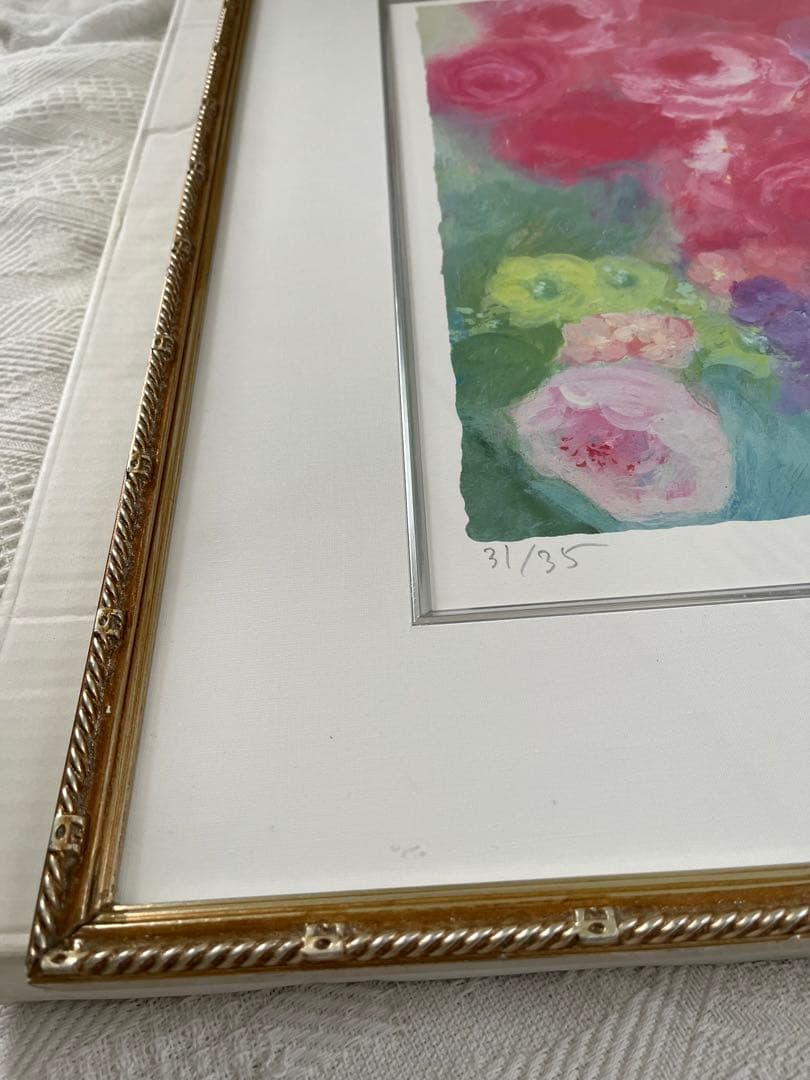 大きめ　版画　ジニー・キム　限定ジクレー　サイン、ED.証明書　額装　代表作