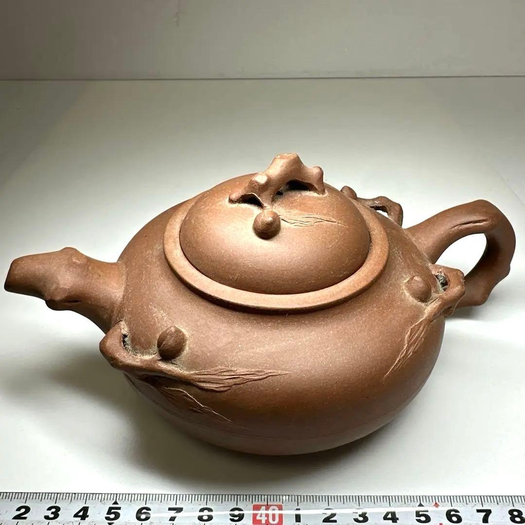 周揚大銘　朱泥急須　幅約20㎝　東Y7-0430☆2Fタエチ