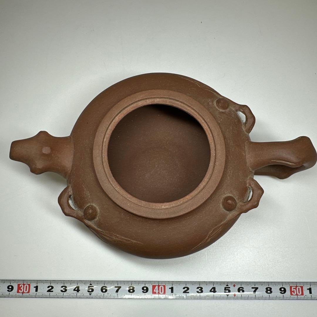 周揚大銘　朱泥急須　幅約20㎝　東Y7-0430☆2Fタエチ