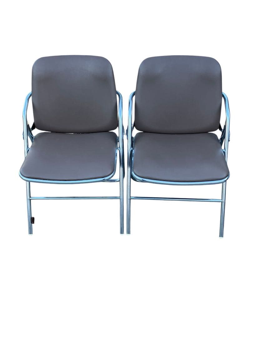 オカムラ パイプ椅子 2脚セット 昭和レトロ 折りたたみ ビンテージ イス