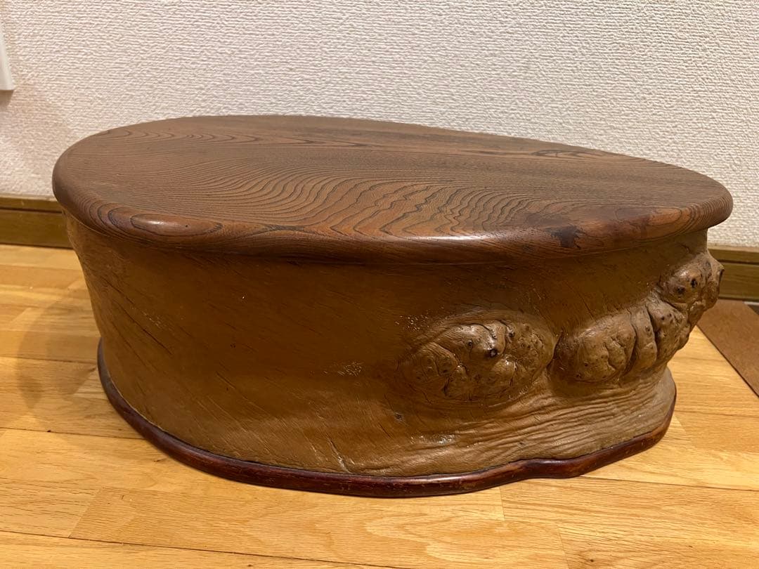取込盆　槐　切り株　こぶ　木製スツール　花台　古道具　茶道具