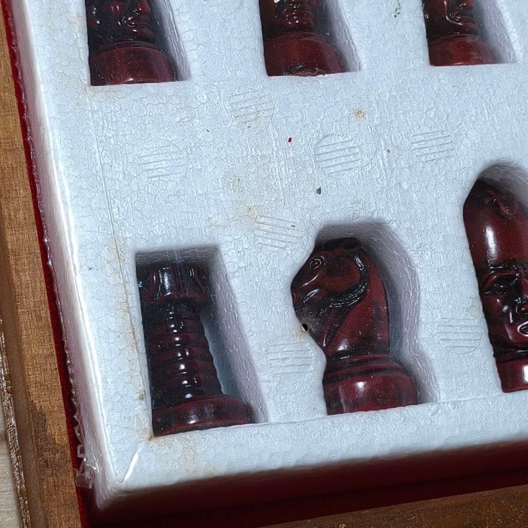 アンティーク木製チェスボード ヴィンテージ 手彫り 木彫り チェス ボード 新品