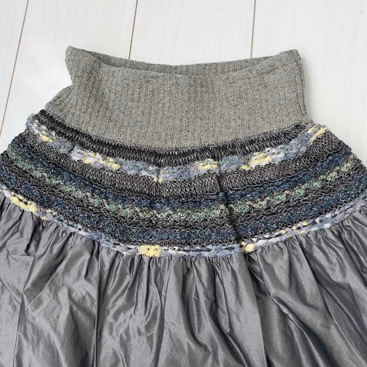 未使用 M.&KYOKO 切り替えバルーンスカート シルク混ニット 1