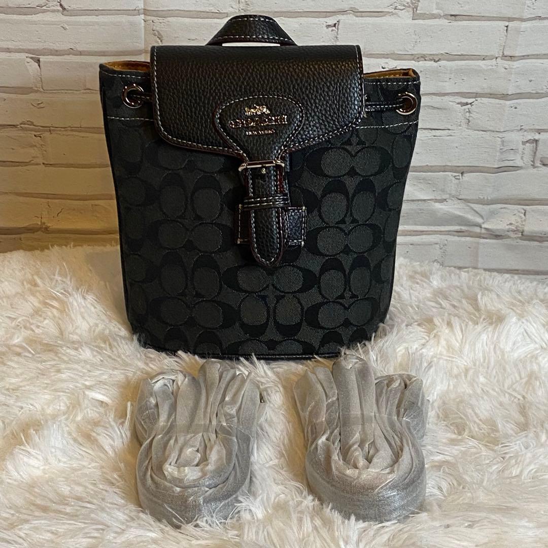 【新品・未使用】 COACH シグネチャー バケットバッグ 黒　ブラック