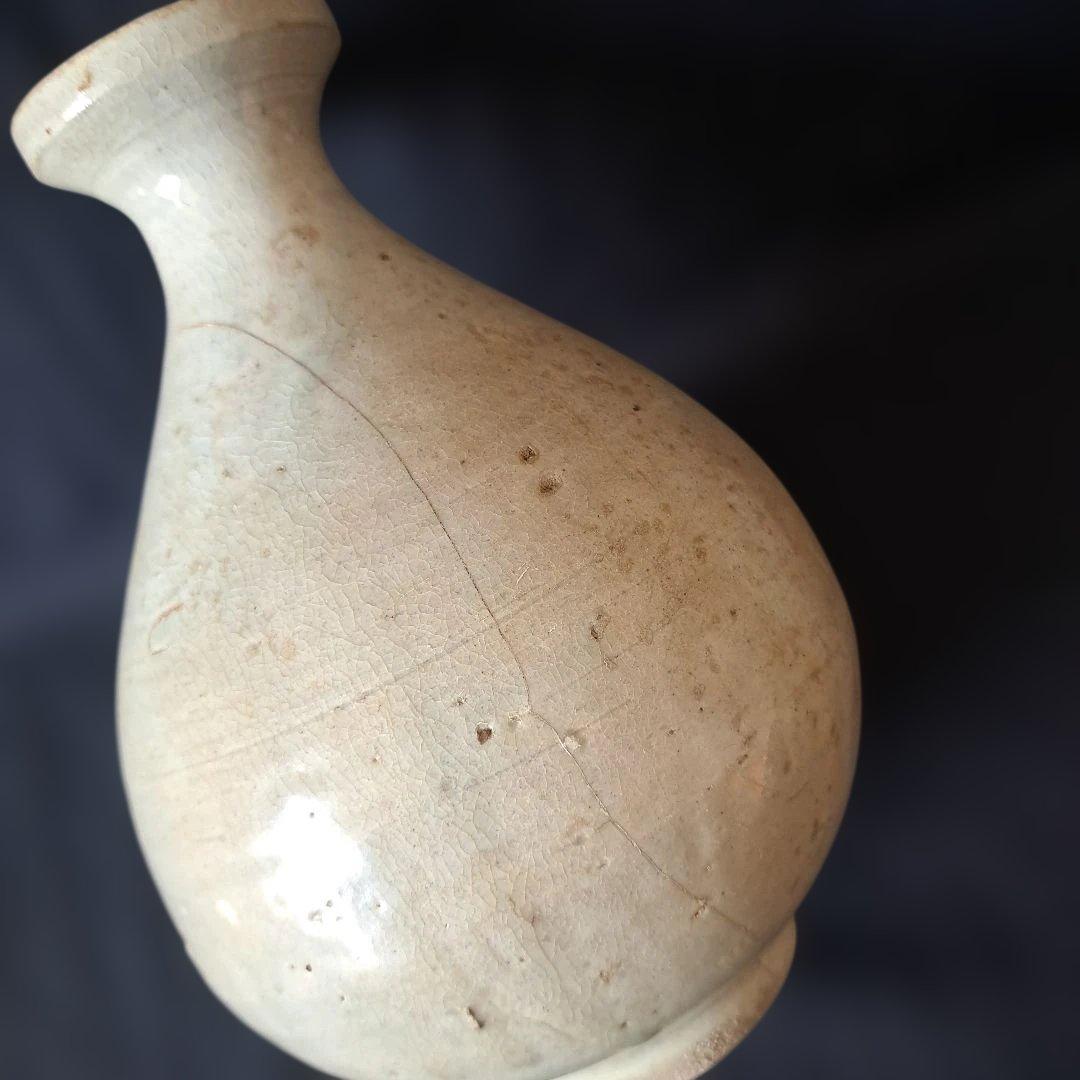 「特別出品！ これぞ骨董！」 李朝 白磁徳利 (幅13cm 高さ20cm) 骨董