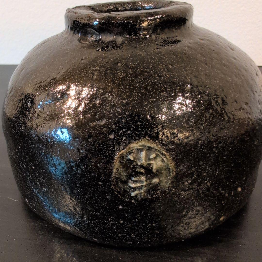 茶道具　黒楽茶碗　初代　小川長楽　数印　合わせ箱