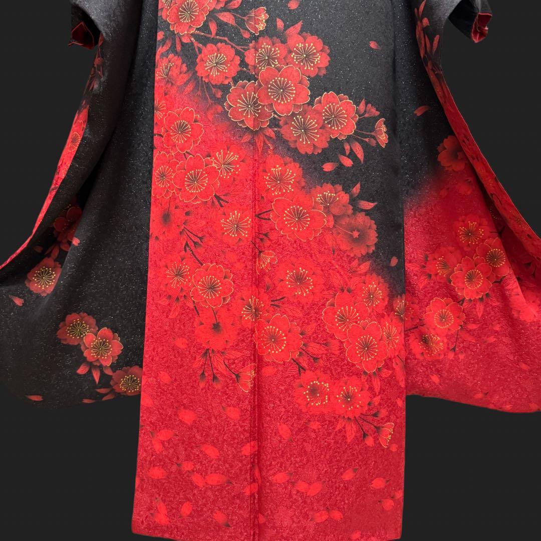 豪華　振袖６点フルセット　鈴乃屋　銀通し　ブラック　151〜161cm