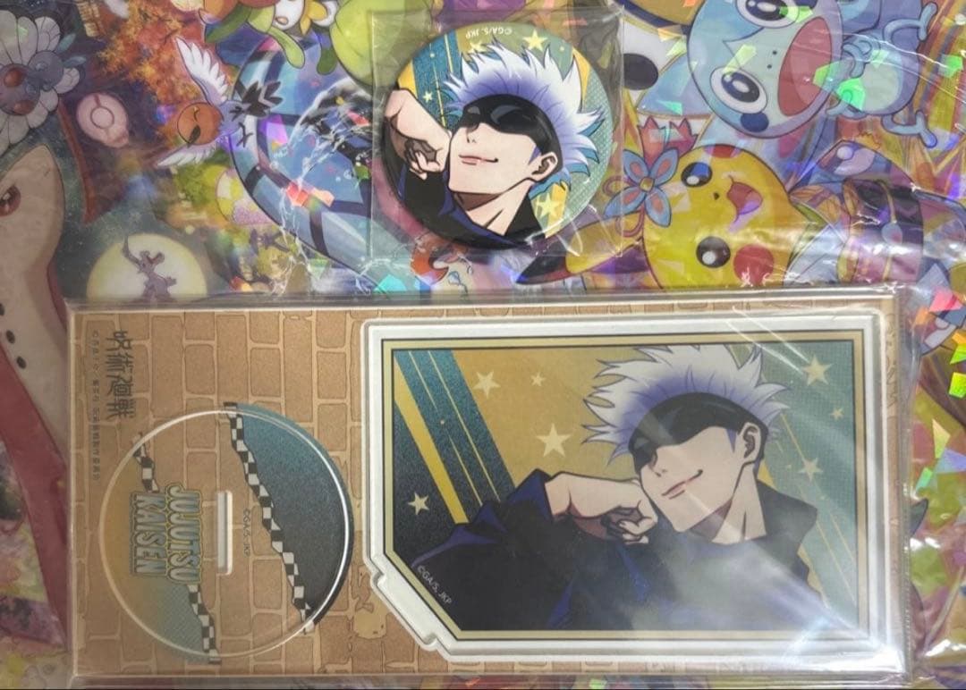 呪術廻戦　椅子シリーズ　五条悟　缶バッジ　アクリルスタンド2個セット