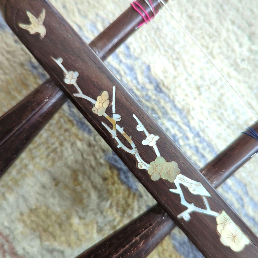 胡涵柔製作 未使用 15湾頭 螺鈿 薔薇 最上級 明清老紅木二胡