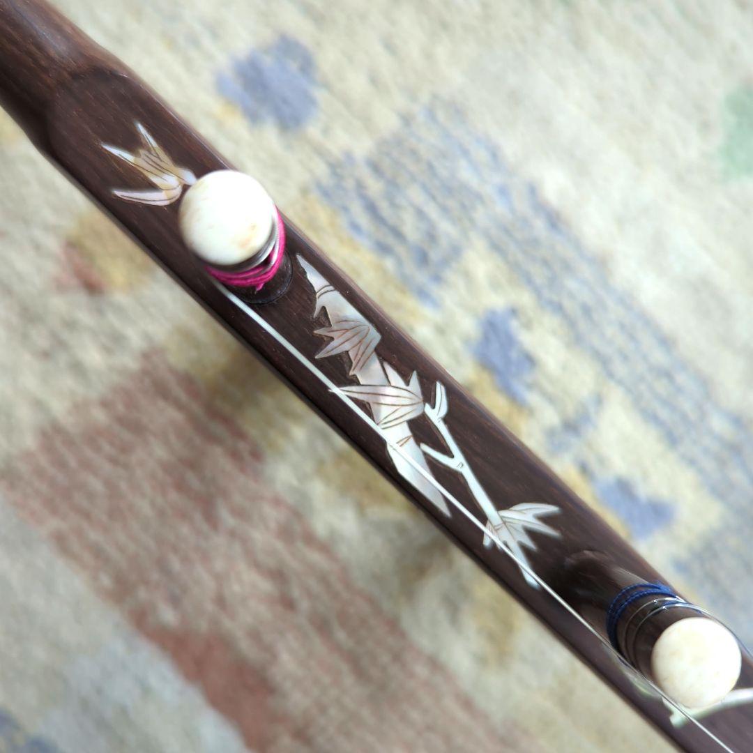 胡涵柔製作 未使用 15湾頭 螺鈿 薔薇 最上級 明清老紅木二胡